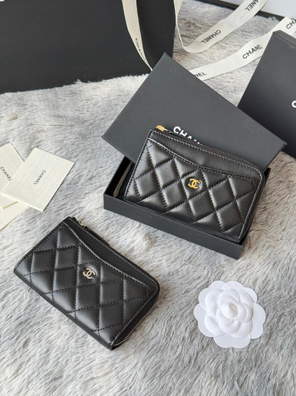 【シャネル】ミニマルな美しさ★ コイン＆カードケース ブラック AP3179