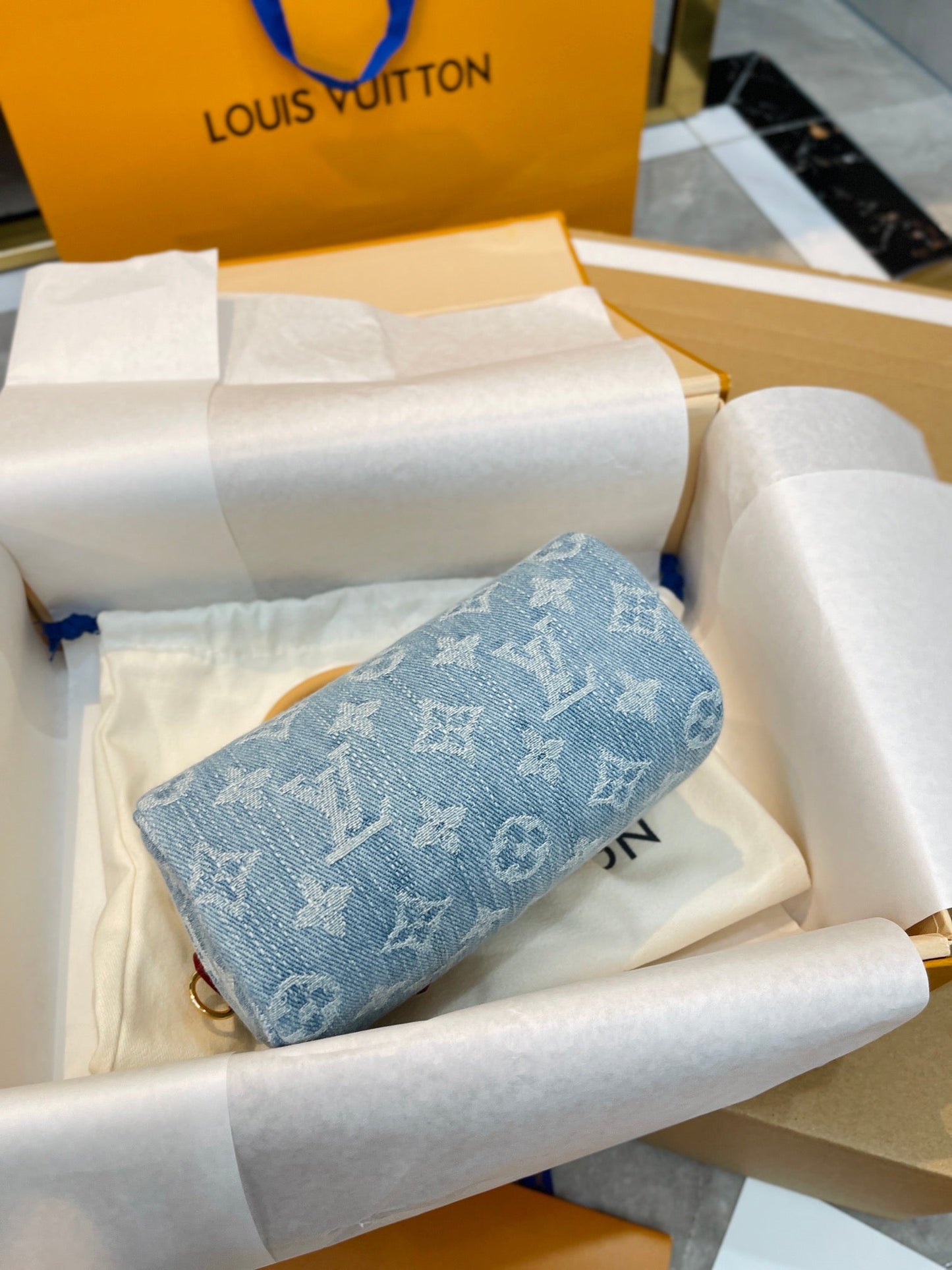 【ルイヴィトン】爽やかなデニム♪ ナノスピーディー♪ ショルダーバッグ 16