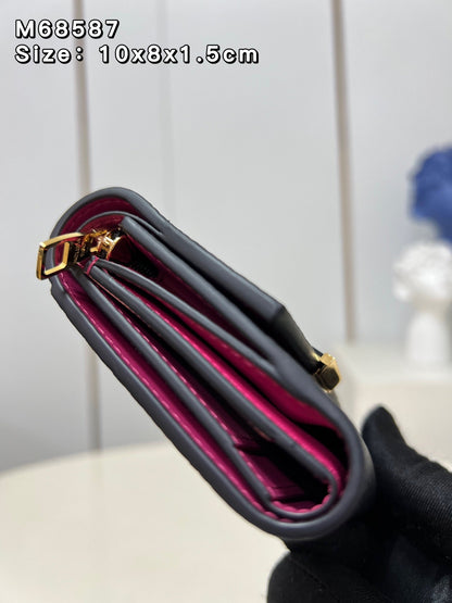 【ルイヴィトン】送料無料◆ポルトフォイユ・カプシーヌ牛革3つ折り財布M68587